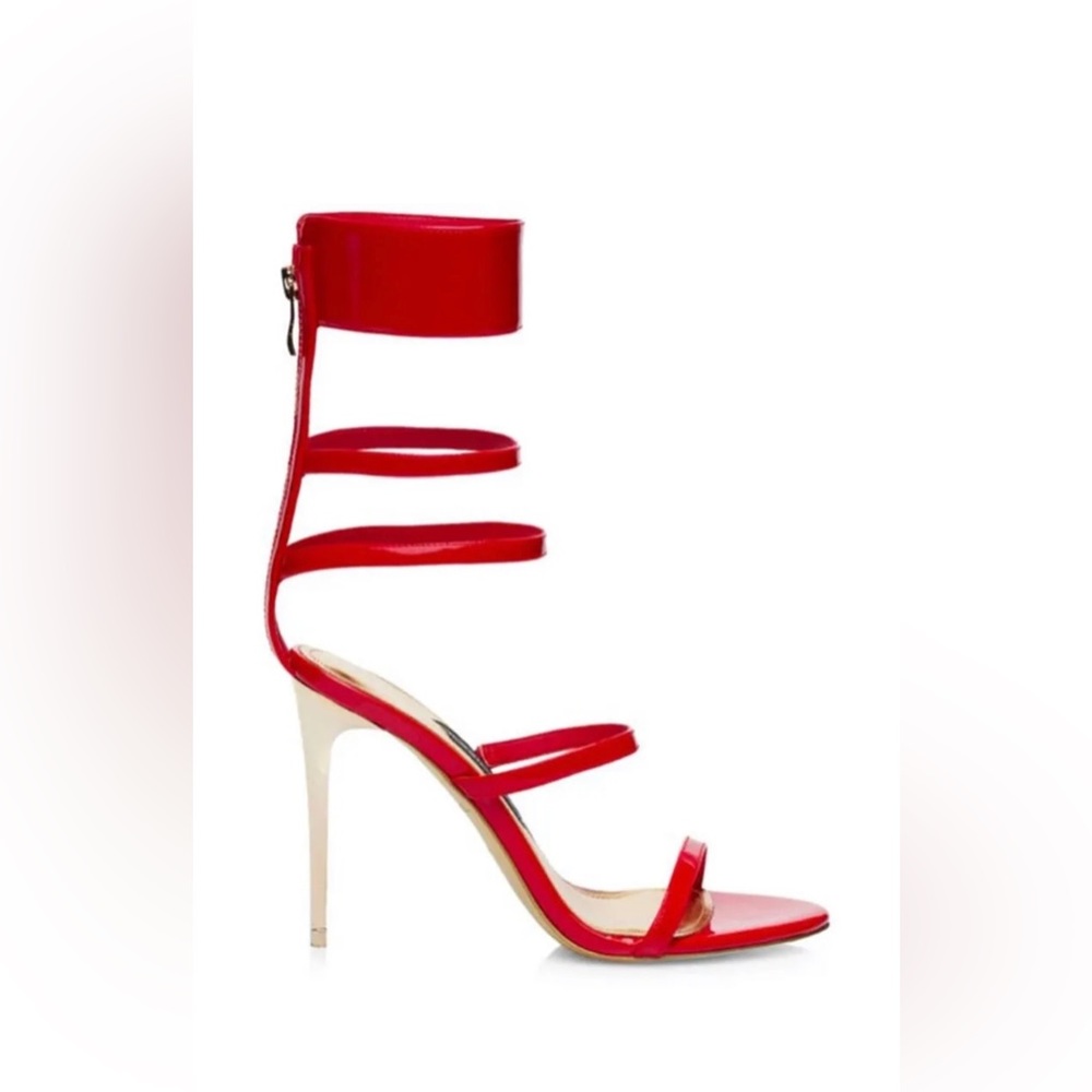 New Jessica Rich Goddess Gladiator Red Gold High Heel Sandal Size 38/US 7.5